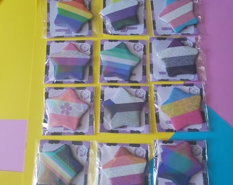 Rainbow Holographic Pride Flag Star 58mm Button Badge - LGBTQIA+ Activism Pin