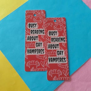Busy Reading About Gay Vampires Bookmark - LGBTQIA+ Cozy Reader Gift