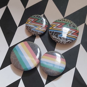 Disability Pride Flag Button Badge Pin 25mm/32mm: Muted and Zigzag version