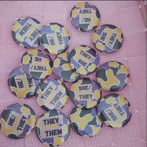 Non-Binary Pronoun Button Badge: LGBTQIA+ Queer Activism (25mm)