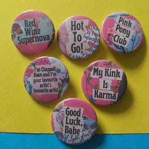 Chappell Roan Rise and Fall of a Midwest Princess hot to go pink pony Club Sapphic Lesbian Pop Music pink collaged 32mm Button Badge pin