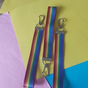 Rainbow Pride Flag Cotton Fabric Keychain Lanyard With A Silver Lobster Clap LGBTQIA+ Queer Joy Activism Activist Inclusive Community
