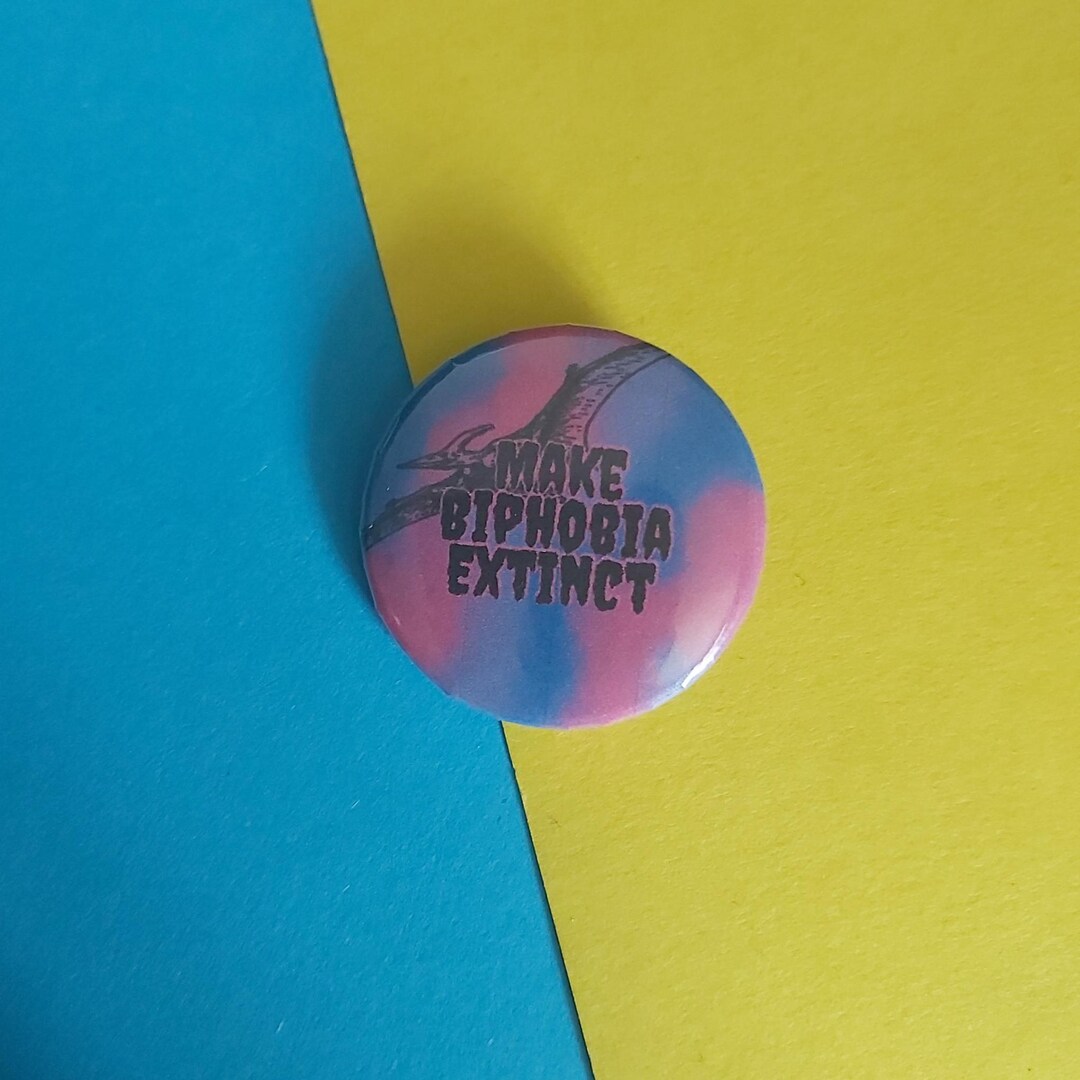 Make Biphobia Extinct 32mm Button Badge Pin Bisexual Rights Pride Flag ...