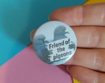 Freunde der Tauben Knopf, lustige Vogel-Foto-Collage (32 mm)