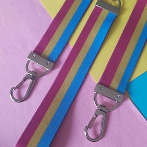 Pansexual Pan Pride Flag Cotton Fabric Keychain Lanyard With A Silver Lobster Clasp LGBTQIA+ Queer Activism Activist Inclusive Community