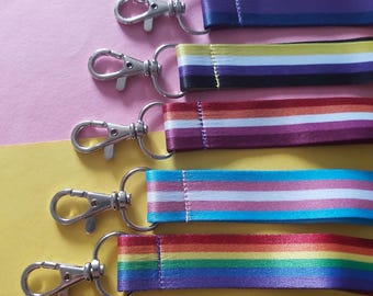 Pride Flag Cotton Lanyard with Lobster Clasp: Rainbow, Trans, Bi, Lesbian, Enby, Gay Male, Sapphic