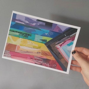 Progress Pride Collage Flag LGBTQIA+ Queer A5 Art Print for Office Living Bedroom Space Activism Activist Joy Rights Inclusive Community