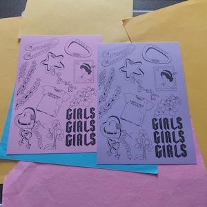 Sapphic Pride Flashsheet LGBTW Karabiner LGBTQIA+ Illustration Queer joy A5 Kunstdruck Aktivist Rechte Gemeinschaft Sappho Lilac Pink