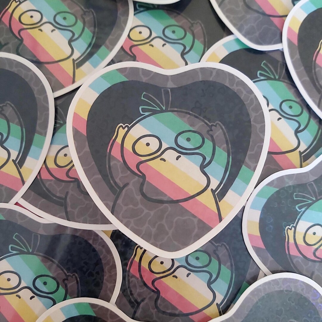 Disability Pride Psyduck Holographic Heart Vinyl Sticker - Etsy