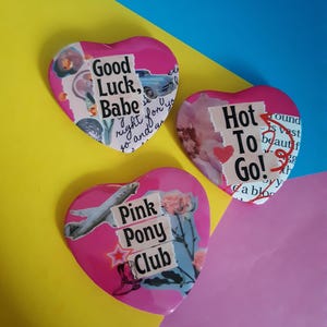 Chappell Roan Rise and Fall of a Midwest Princess hot to go pink pony Club Lesbian Pop Music pink collaged Heart Shape 58mm Button Badge pin