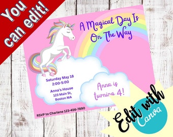 Unicorn Birthday Invite