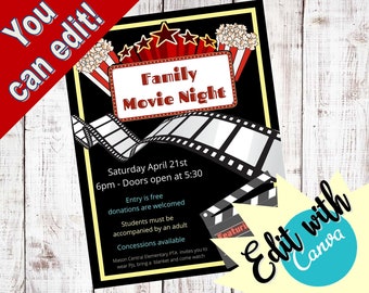 Family Movie Night -   School PTA Event Flyer