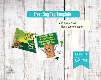 Granola Bar Tag: Editable Canva Template (Digital Download)