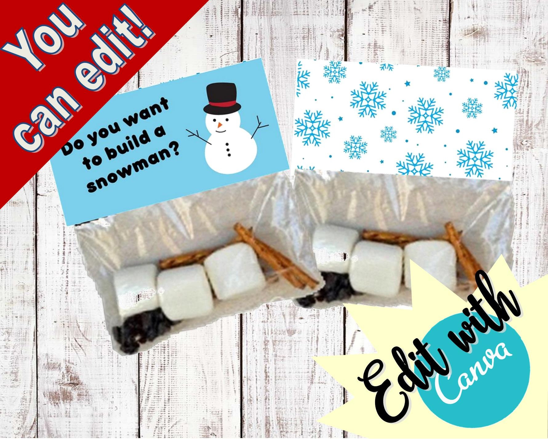 Build a Snowman Kit Treat Bag Toppers, Christmas Treat Gift Tag for Kids,  Friend Gift for Kids