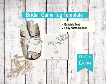 Date Night Ideas Bridal Shower Game – Editable Template (Canva, Digital Download)