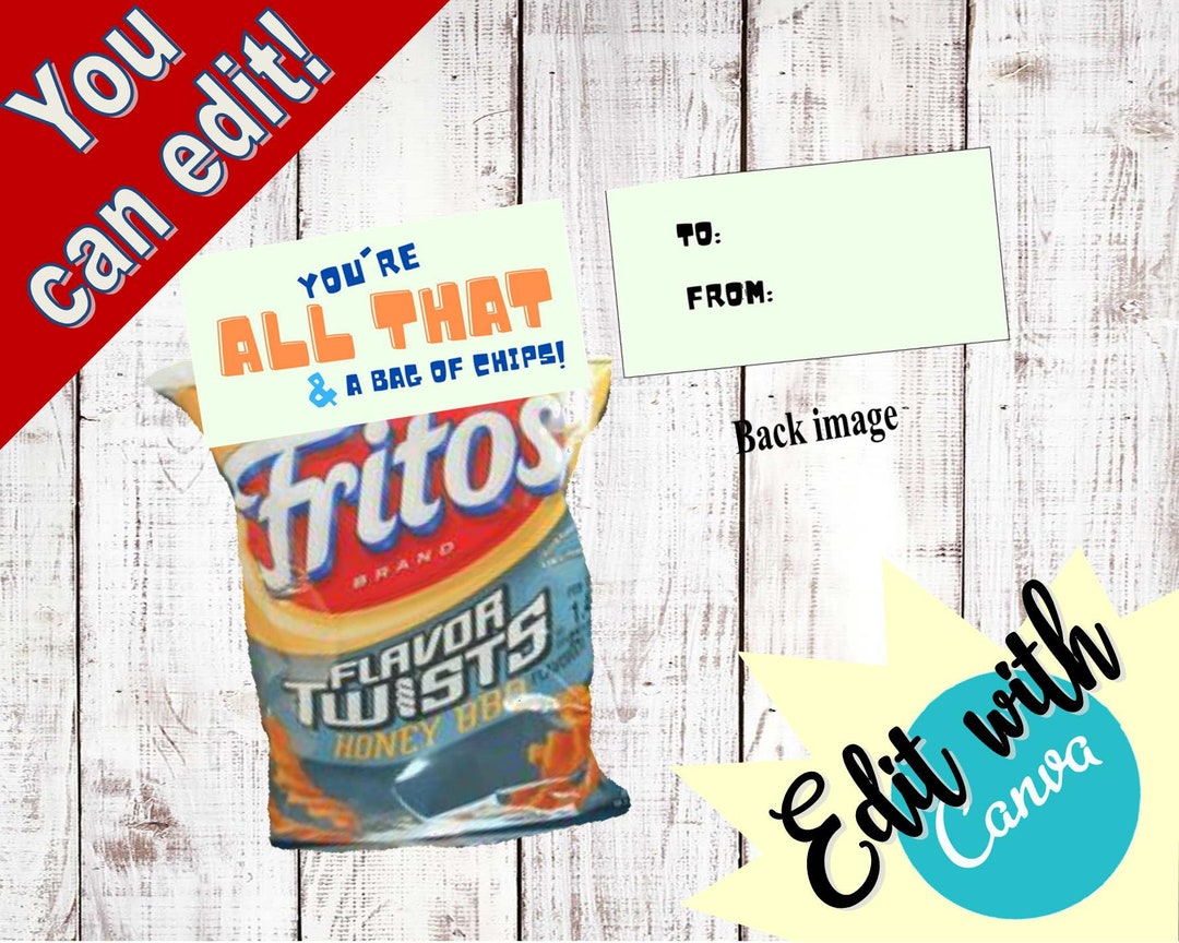 All That and A Bag of Chips Goody Bags Bag Toppers Valentines Day Etsy
