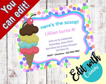 Ice Cream Birthday Invite