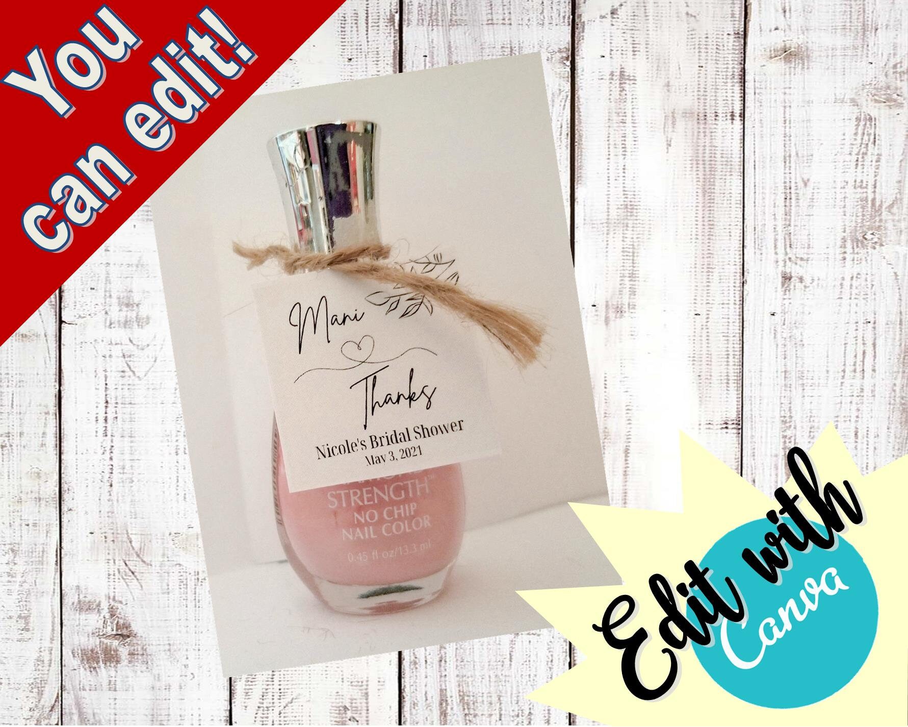 Mani Thanks Tag for Bridal Shower Favors - Etsy