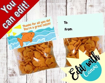 You're A Great Catch! Goldfish bag - goody bags - bag toppers