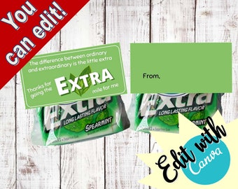 Thank you for going the extra mile - Extra - spearmint - goody bags bag toppers -