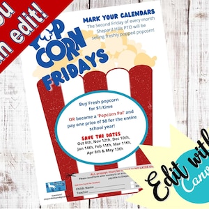 Popcorn Fridays -   School PTA Event Flyer