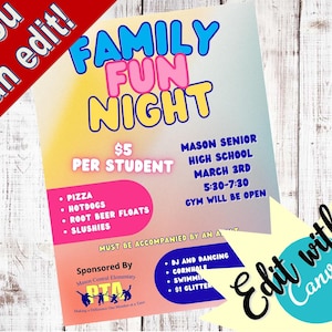 Family Fun Night -   School PTA Event Flyer