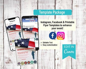 Veterans Celebration | School & Community Event Template Bundle | Canva Editable