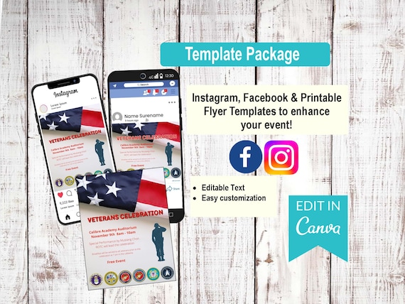 Veterans Celebration | School & Community Event Template Bundle | Canva Editable