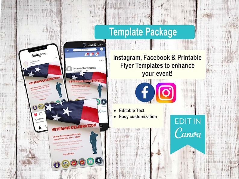 Veterans Celebration | School & Community Event Template Bundle | Canva Editable zdjęcie 1
