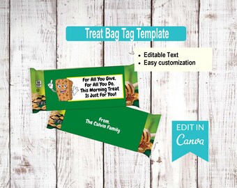 Granola Bar Wrap: Appreciation Treat Label, Editable Canva Template (Digital Download)
