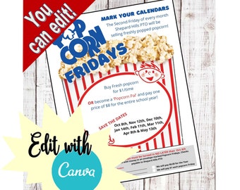 Popcorn Fridays -   School PTA Event Flyer