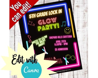 Glow Party -   School PTA Event Flyer
