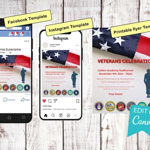 Veterans Celebration | School & Community Event Template Bundle | Canva Editable zdjęcie 2