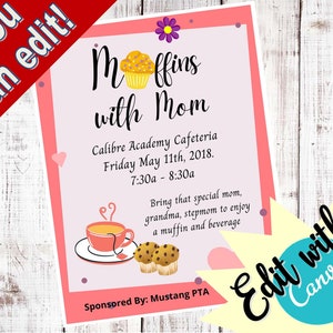 Muffins with Mom-  School PTA Event Flyer