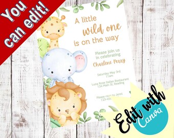 Safari animals Baby Shower Invite