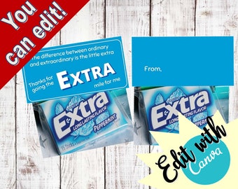 Thank you for going the extra mile - Extra - peppermint  - goody bags - bag toppers -