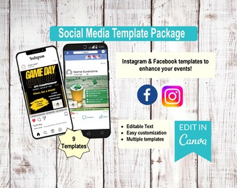 Restaurant Social Media Templates | Holiday & Event Marketing Bundle | Editable Canva - 9 Templates