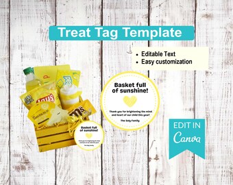 Basket full of sunshine - Teacher appreciation | Editable Treat Tag Templates | Canva Editable
