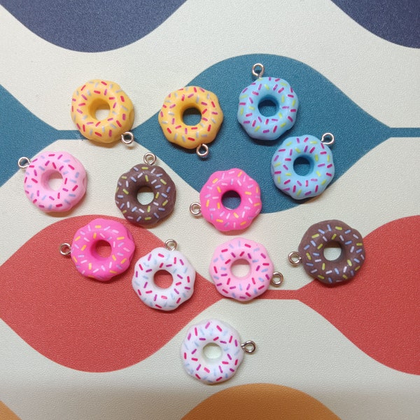 12 Colorful and Cute Donuts Charms - Pendant - DIY -  Jewelry making #083