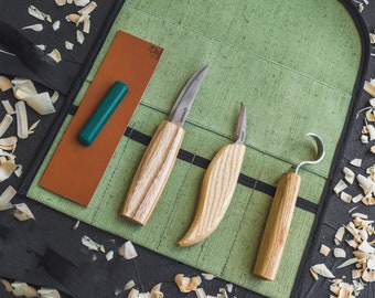 Wood Carving Knives Set spoon knife spoon carving set TOP GIFT:) present spoon carving knife whittling hooked knife BeaverCraft OFFICIAL S13