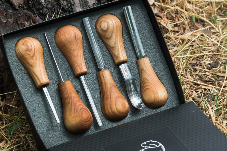 Woodcarving Set With Palm Chisels Beavercraft SC05 Etsy