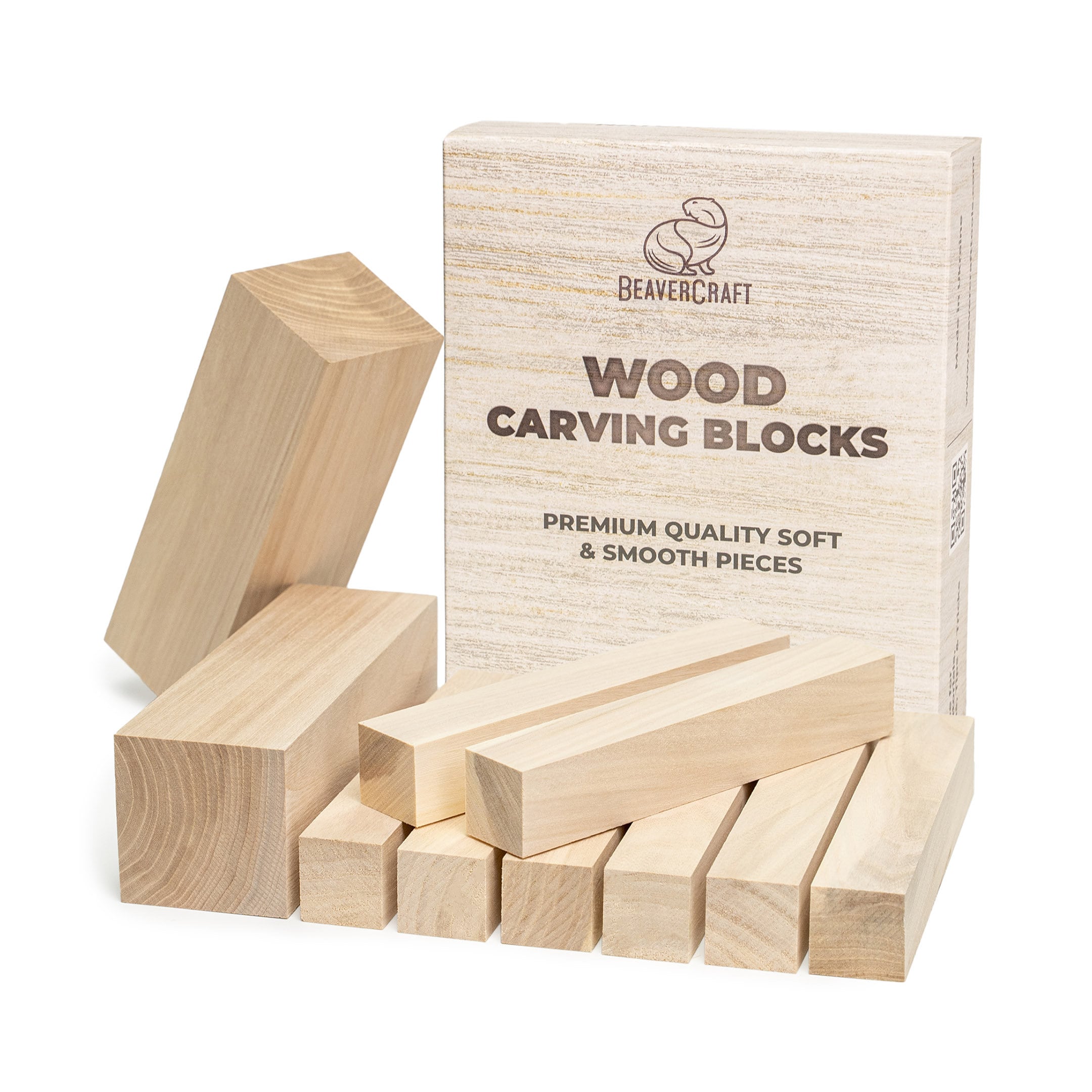 Set of Elm Wood Carving Blocks BW10 Beavercraft 