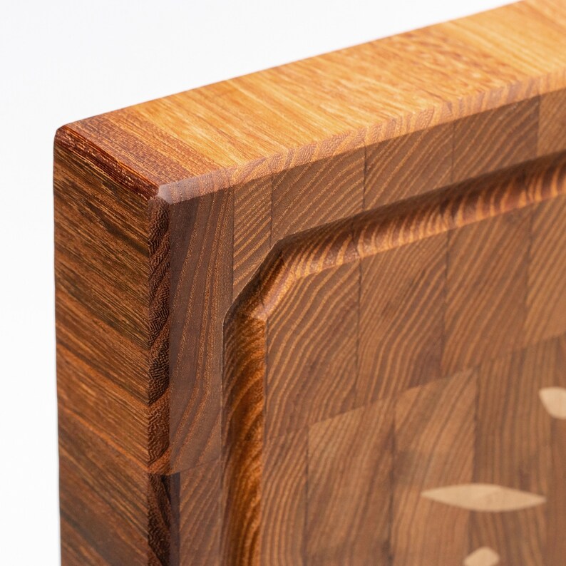 Image showcasing End Grain Cutting Board Heat-treated Elm and Maple/hornbeam - Etsy