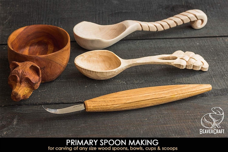 Spoon Carving Knife Open Curved Knife With Leather Sheath Etsy