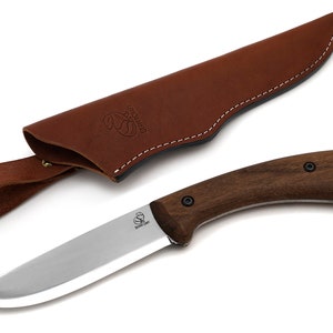 Bushcraft Knife Hand Tools Camping knife Hunting knife Walnut Handle Carbon Steel Leather Sheath Set BeaverCraft BSH1