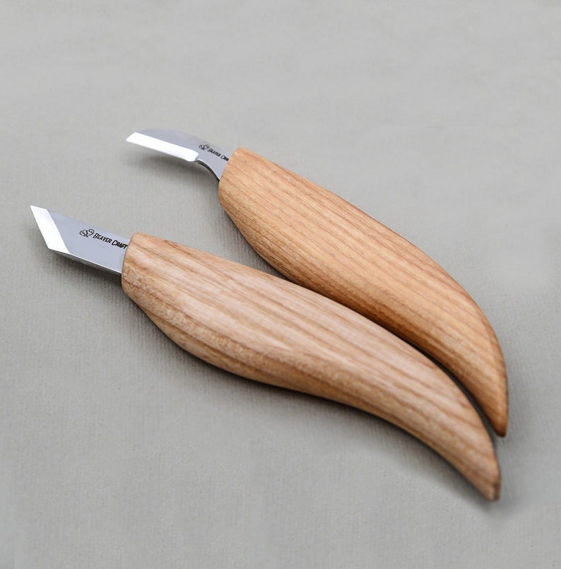 Chip Carving Knives Set Wood Carving Tools Set Kit Woodcarving Knife Set of 2 Chip Carving Knives Detail Knife Skew Knife BeaverCraft S04old image 1