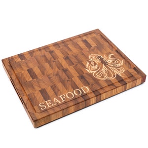 End Grain Cutting Board Heat-Treated Elm and Maple/Hornbeam Inlay Cookizar (16.9*12.9*1.18 inches)