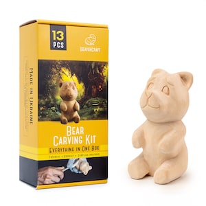 DIY05 – Bear Carving Kit – Complete Starter Whittling Kit for Beginners, Adults, Teens, and Kids