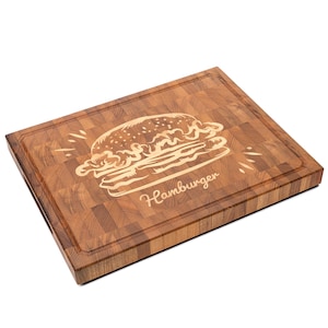 End Grain Cutting Board Heat-Treated Elm and Maple/Hornbeam Inlay Cookizar (16.9*12.9*1.18 inches)