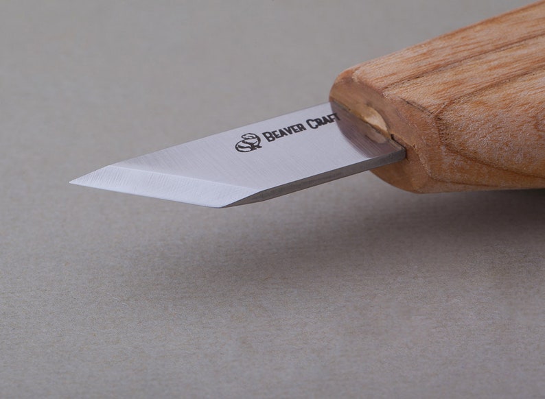 Chip Carving Knives Set Wood Carving Tools Set Kit Woodcarving Knife Set of 2 Chip Carving Knives Detail Knife Skew Knife BeaverCraft S04old image 3